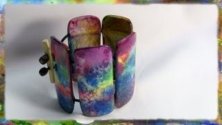 How to Make a Watercolor Paper Bracelet Jewelry Design Part 2 [upl. by Lairea]