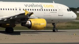 Vueling A320 take off 36L at Lyon St Exupéry LYSLFLL [upl. by Tranquada]