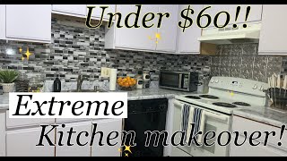 UNDER 60 DIY KITCHEN MAKEOVERRENTAL FRIENDLYTIME LAPSE [upl. by Ahseka]