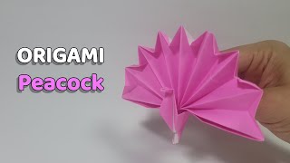 Origami Peacock paper folding craft easy DIY [upl. by Starla]