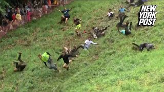 WATCH Gloucestershire Cheese Rolling 2024 competition [upl. by Onairam138]