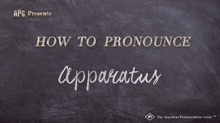 How to Pronounce Apparatus Real Life Examples [upl. by Walford]