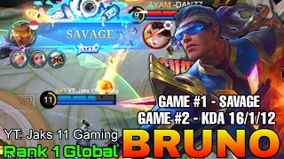 6900 Matches Bruno Double MVP Gameplay  Top 1 Global Bruno by YT Jaks 11 Gaming  Mobile Legends [upl. by Dutchman661]