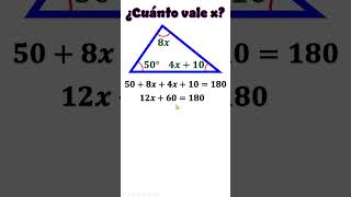 Calcular el valor de x a partir de los ángulos de un triángulo maths geometry quiz [upl. by Aneehta]