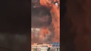 Massive blasts rock Beirut after Israeli airstrike [upl. by Edrahc]