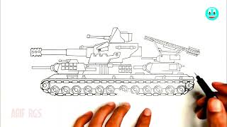 How To Draw Cartoon Tank Monster Arta6  Cartoons About Tanks [upl. by Hintze152]