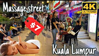 KUALA LUMPUR MASSAGE STREET  MALAYSIA NIGHT LIFE  August 2024 travel food massage [upl. by Haile]