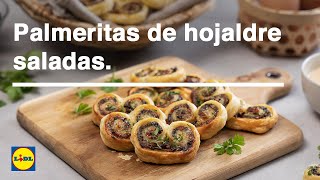 Palmeritas de hojaldre saladas 🥨🐟  Recetas con Hojaldre  Lidl España [upl. by Langbehn]