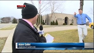 Watch a Bank Robber Interrupt This News Reporter During Live Broadcast [upl. by Fiora431]