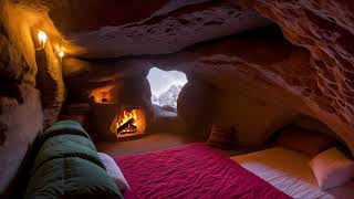 Blizzard weather in a warm and comfortable cave accompanied by wind and snow [upl. by Klimesh]