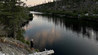 BACKPACKING AND FLYFISHING Hiking to a remote mountain lake  Divide Lake BC [upl. by Ecertap]