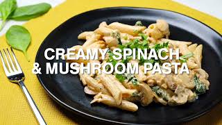 Healthy Creamy Spinach Mushroom Pasta with Fage Greek Yogurt [upl. by Wadell]