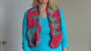 How to Crochet a Scarf in Ribbon Lace [upl. by Paulsen]