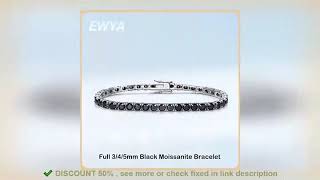 ✔️EWYA GRA Certified Real 34565MM Full Black Moissanite Tennis Brace [upl. by Yseulte]