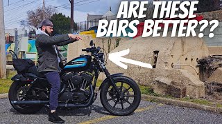 Harley Sportster Iron 883 vs Iron 1200 Handle Bar Swap [upl. by Enneibaf]