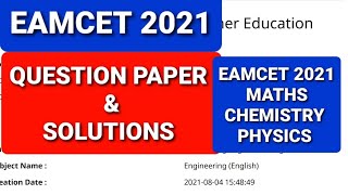 eamcet 2021 question papereamcet2022 eamcet apeamcet2022 tseamcet2022 eamcet2022preparation [upl. by Carlita84]