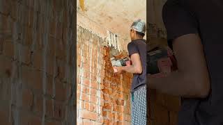 Electrical wall cutting work comedy alifwork plumbingfittings subscribe construction ytshort [upl. by Norven]