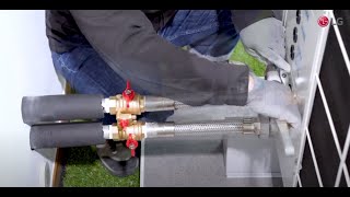 LG Therma V R32 Monobloc Installation Guide Step 1 – Unit amp Piping Installation [upl. by Anilesor]