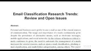 Email Classification Research Trends Review and Open Issues [upl. by Heidie]