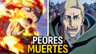 Las 10 Peores MUERTES en Attack on Titan Shingeki no Kyojin [upl. by Hosbein584]