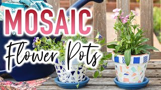 DIY Mosaic Flower Pot Tutorial  How to Grout Mosaic Art [upl. by Hsevahb]