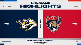 NHL Highlights  Predators vs Panthers  November 7 2024 [upl. by Ecirbaf]