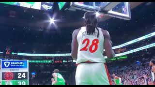 Jaylen Brown with the cut throat taunt to Isaiah Stewart [upl. by Oilalue]