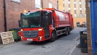 Biffa Mercedes olympus econics emptying General waste bins and Dry mixed recycling bins [upl. by Emanuela666]