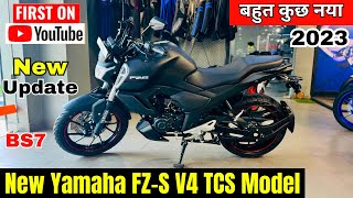 All New 2023 Yamaha FZS V4 TCS BS7😍Matt Black✅Detailed Review  Price  Changes  Update  Features🔥 [upl. by Peirsen774]