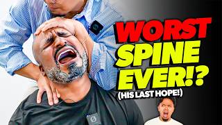 THE STIFFEST SPINE IVE EVER CRACKED 😱😭  Asmr Chiropractor Back Pain Crack  Dr Tubio [upl. by Josh]