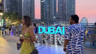 Dubai Marina and Blue Water beautiful evening view Dubai marina dubailifestyle [upl. by Azeret]