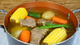 CALDO DE RESCOCIDO DE RES ECONÓMICO NUTRITIVO Y MUY SABROSO “TRUCO PARA LA CARNE” [upl. by Llireva37]