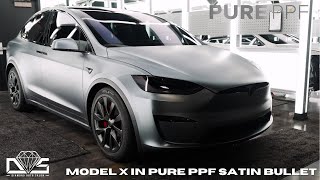 We wrapped this Tesla Model X in Pure PPF Satin Bullet  Diamond Auto Salon [upl. by Sikes337]