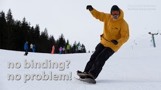 Snowskate  snowboarding bindingless [upl. by Patsis]