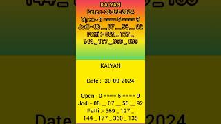 30092024  Kalyan satta fix  Prabhat satta  Kalyan result chart  Kalyan result today [upl. by Elleyoj]