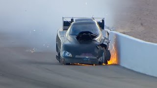 Funny Car driver Jon Capps walks away from scary run in Vegas [upl. by Byrne]