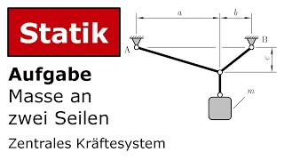 🔧 Masse an zwei Seilen 2 Technische Mechanik Statik Zentrales Kräftesystem [upl. by Maggee]