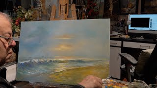 OIL PAINTING SEASCAPE TUTORIAL  Resting Sun [upl. by Webb]