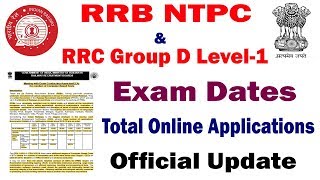 RRB NTPC Group D Level 1 RRC Exam Date Official Update NTPC CBT Group D Exam Total Applications 2019 [upl. by Enelegna]