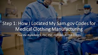 Step 1 What Are My Codes for Medical Clothing Manufacturing Contracts How to find NAICS PSCs amp FSCs [upl. by Scotney536]