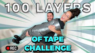 100 LAYERS OF TAPE CHALLENGE  EXTREME  Does she escape [upl. by Orazio]