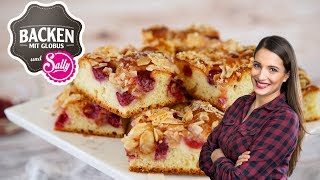 KirschButterkuchen vom Blech  Backen mit Globus amp Sallys Welt 36 [upl. by Htieh]