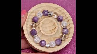 ✨ Lépidolite et Cristal de roche ✨ pierrenaturelle faitmain bracelet [upl. by Astri]