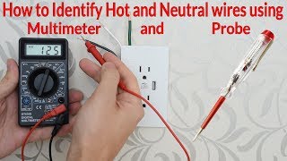 How to Identify Hot Neutral and Ground Wires using Digital Multimeter and Probe [upl. by Cortney724]