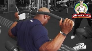 Ronnie Colemans Lat Pull Down Behind The Neck  Back Exercise 2 [upl. by Nnaira]