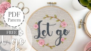 Easy hand embroidery letters and flowers desing  free Printable download [upl. by Eillam]