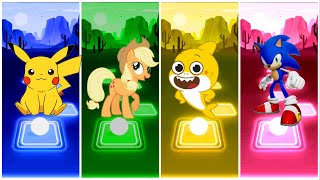 PIKACHU EXE 🆚 LITTLE PONY EXE 🆚 BABY SHARK 🆚 SONIC BLUYE EXE FAMILY TILES HOP EDM RUSH [upl. by Rein]