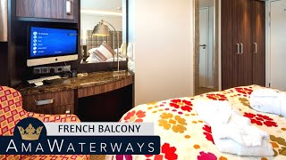 AMA Stella  French Balcony Stateroom Tour amp Review 4K  AMA Waterways River Cruise Category CA [upl. by Winona846]