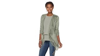 DG2 by Diane Gilman Faux Suede Fringe Waterfall Jacket [upl. by Myers]