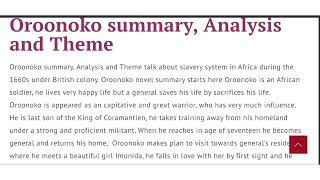 Oroonoko summary critical analysis and theme in English [upl. by Eimarej]